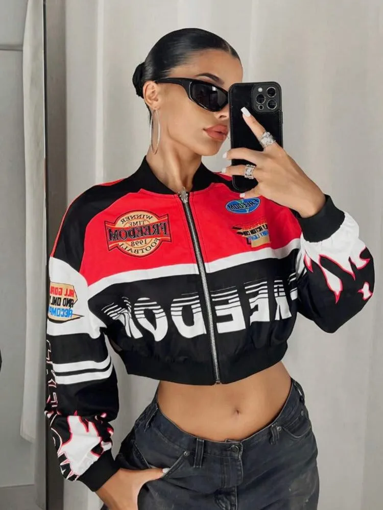 Freedom Color Block Cropped Jacket